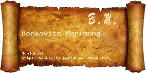 Benkovits Marianna névjegykártya